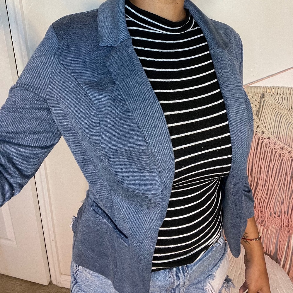 Candies Denim Color Lace Trim Blazer Size S